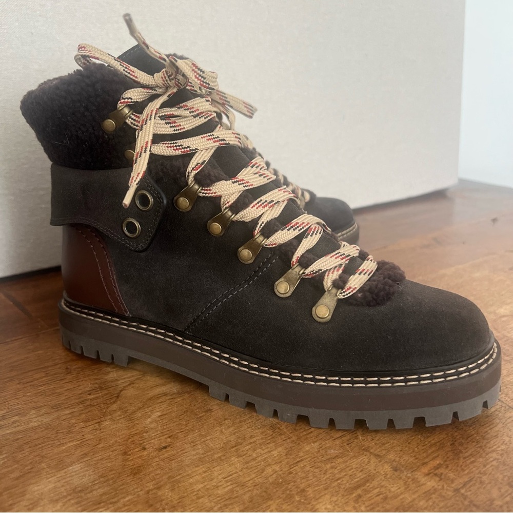 NWOT See By Chloe Women's Eileen Walk Lace Up Hiker Boots-Size 39